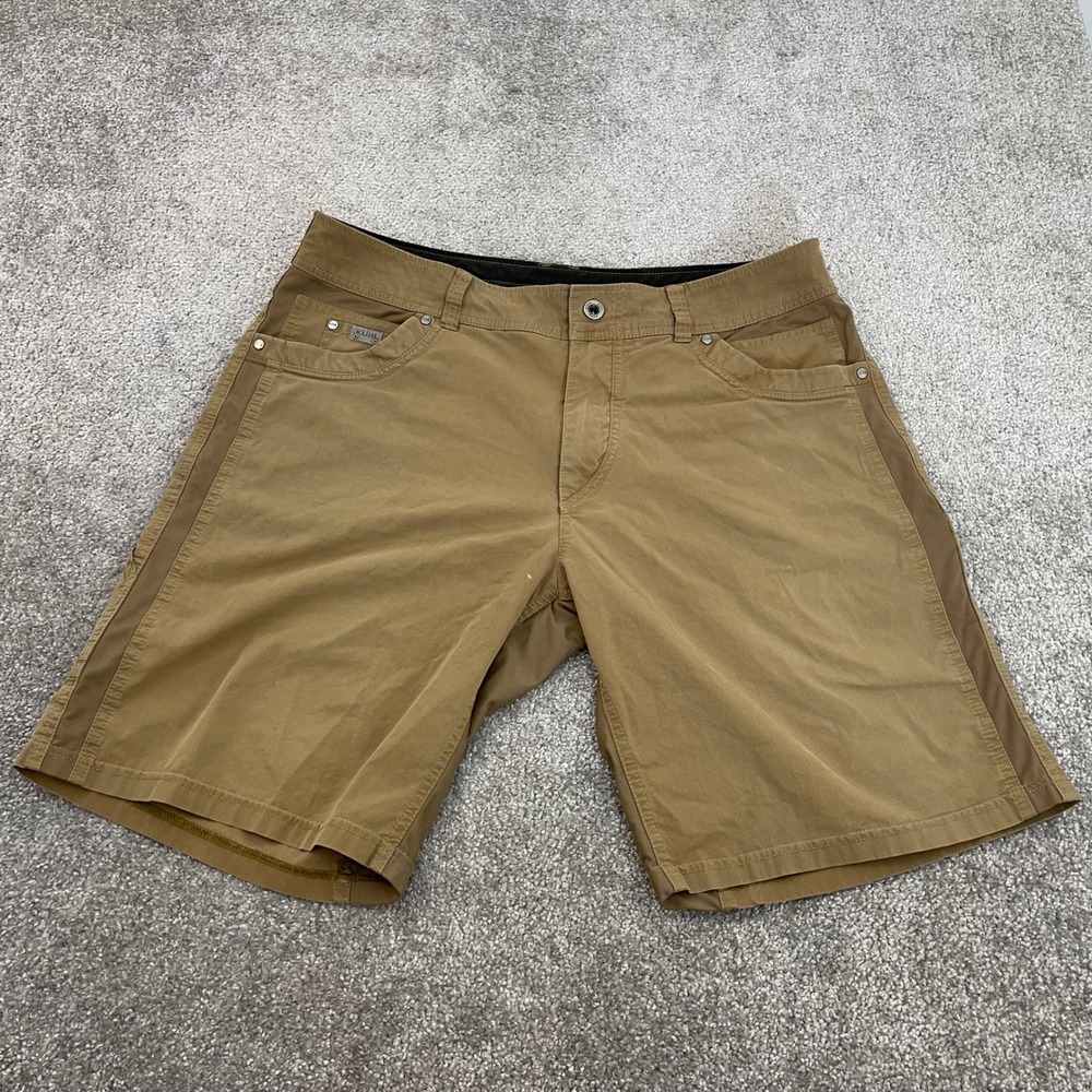 Kuhl Shorts Mens 38 x 10 Radikl UPF 50 Cargo Khaki Tan Stretch Utility Hiking
